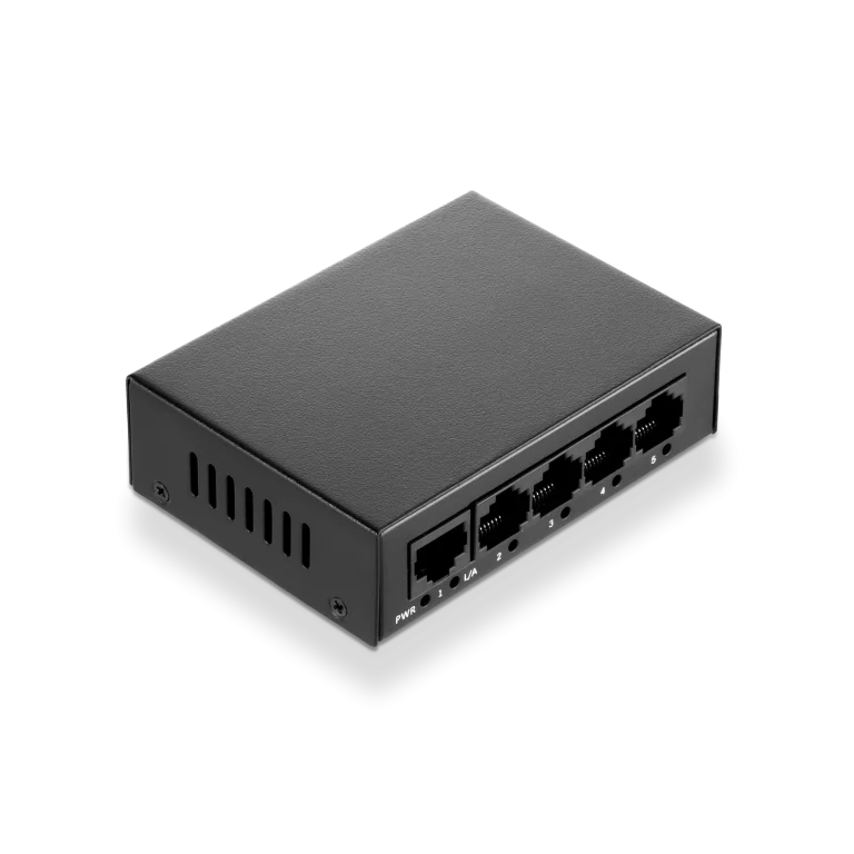 5-Port Gigabit Ethernet Unmanaged Switch, 5 x 10/100/1000BASE-T RJ45 Ports, Fanless Metal Desktop/Wall-Mount Design for SOHO and Edge Networks