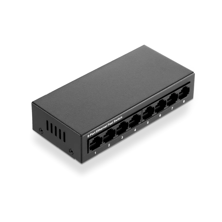 8-Port Gigabit Ethernet Unmanaged Switch, 8 x 10/100/1000BASE-T RJ45 Ports, Fanless Metal Desktop/Wall-Mount Design for Small Office Networks