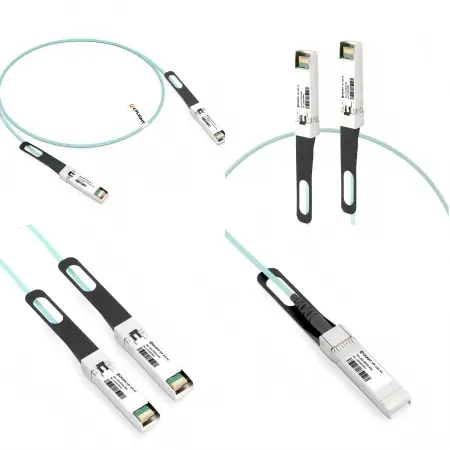 25G SFP28 AOC cable showing the cable assembly, SFP28 module ends, and connector housing structure.