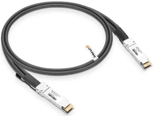 Active copper cable showing the cable assembly with connector modules on both ends and the integrated cable structure.