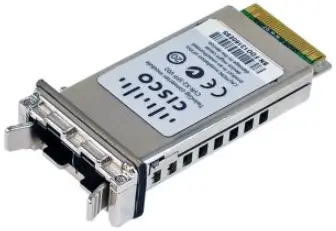 X2 to SFP+ CVR with a compact metal body, front SFP+ cage, side vents, and rear edge connector.