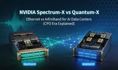 NVIDIA Spectrum-X vs Quantum-X: Ethernet vs InfiniBand for AI Data Centers (CPO Era Explained)